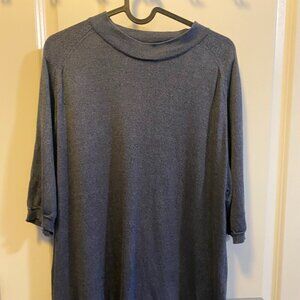 Anthology Heather Blue 100% Silk Classy Short Sleeve Shirt Men's XL